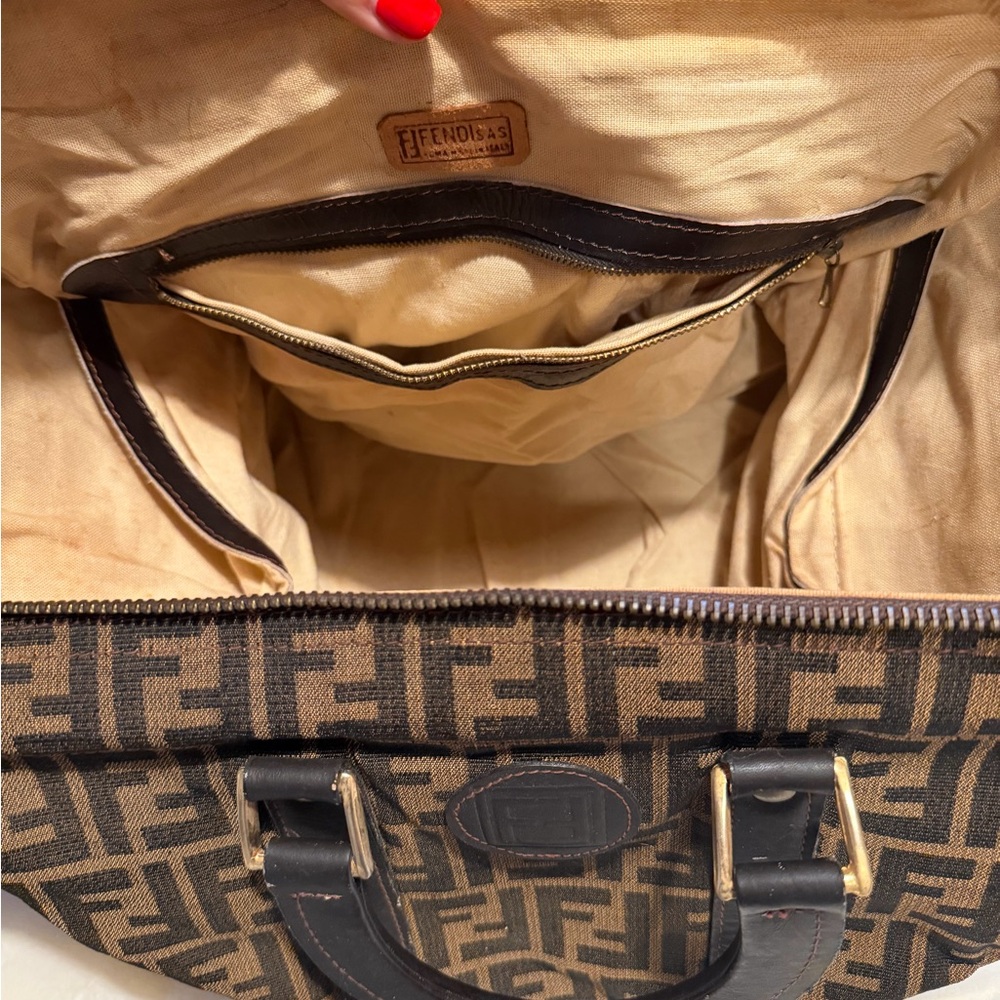 Fendi Brown FF Logo Canvas Duffel Bag - Picture 14 of 16